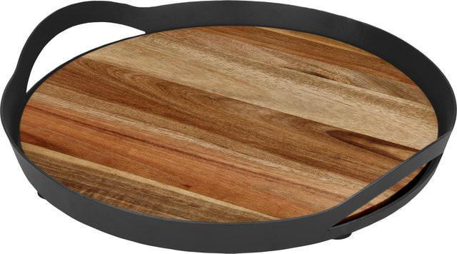 SILVERCREST® Serviertablett aus Akazienholz mit Griffen, Rund, Braun, Durchmesser: 34,0 cm - Bild 1