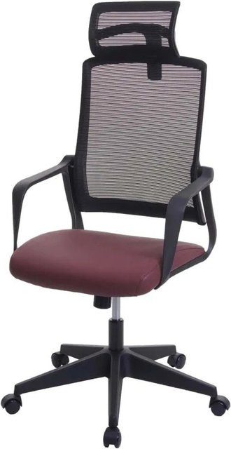 Ergonomischer Bürostuhl MCW J52 mit Kopfstütze aus Kunstleder in Rot, B/T/H: 64 x 66 x 128 cm - Bild 2