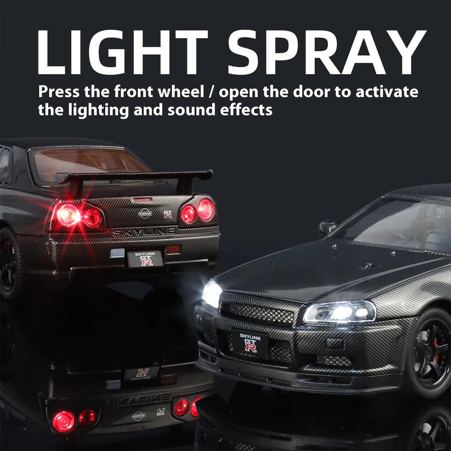CCA GTR-R34 Automodell, Kohlefaser, Maßstab 1:24, mit Licht und Sound - Bild 2