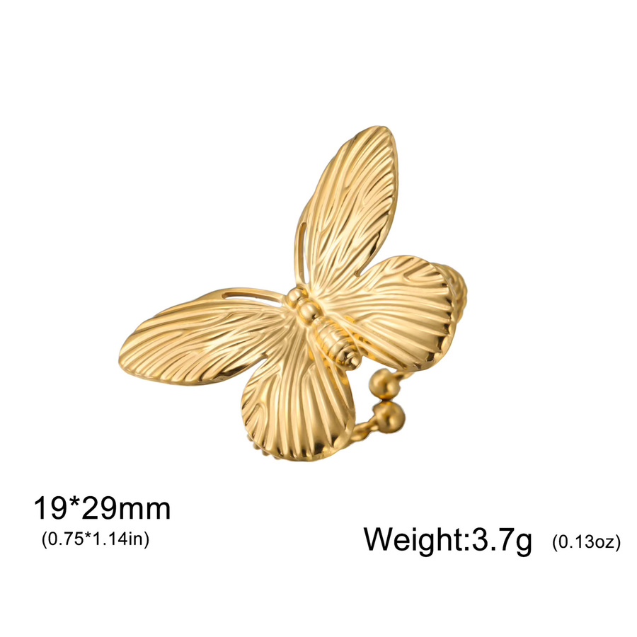 Cazador Damenring Schmetterling, Edelstahl, Gold, Verstellbar - Bild 2