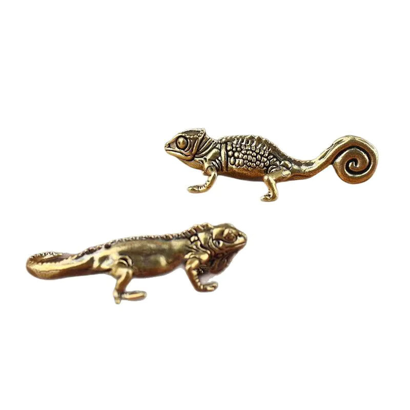 ZYAS Gecko-Figur als Wohndekor in Antik-Messing Gold aus Metall - Bild 3