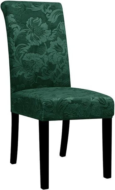 LEVIVEI Jacquard-Stretch-Stuhlhussen aus Samt in Grün, schmutzabweisend und elastisch, 2er-Set - Bild 1