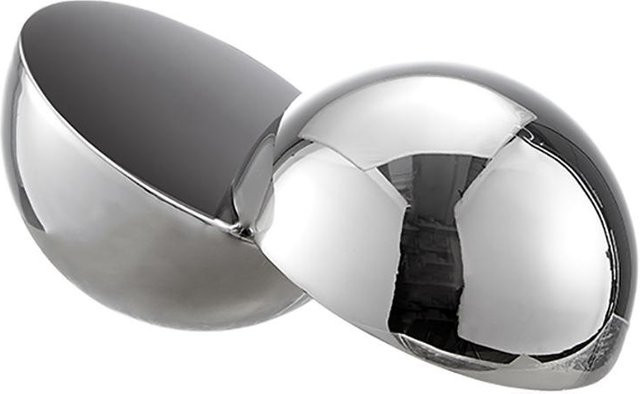 Minimalistisches geometrisches Ornament in Silber, halbkreisförmig und sphärisch für Schreibtisch oder Schlafzimmer, B/T/H: 18,0 x 10,0 x 4,0 cm - Bild 1