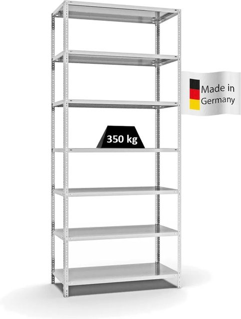 PROREGAL Heavy-Duty Fachbodenregal mit Schraubsystem, 7 Ebenen, Lichtgrau, H x B x T: 300 x 130 x 60 cm - Bild 1