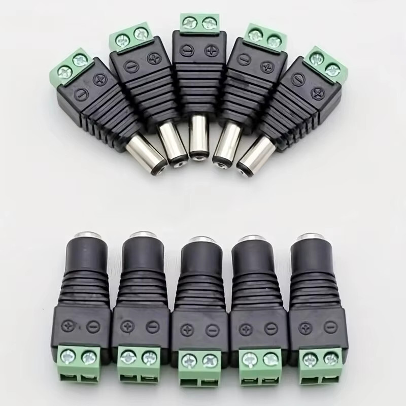 5 Paar schweißfreie DC-Stecker und DC-Buchsen in Grün und Schwarz, 5,5 x 2,1 mm Anschlussüberwachungs-Netzstecker mit Push-Button - Bild 3