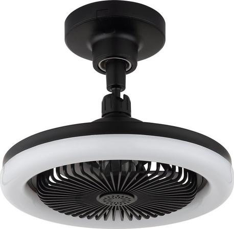 GLOBO Lighting Deckenventilator LIDEA in Mattschwarz mit Opal-Element, Fernbedienung und Timer, Höhe: 21,7 cm, Durchmesser: 25,8 cm