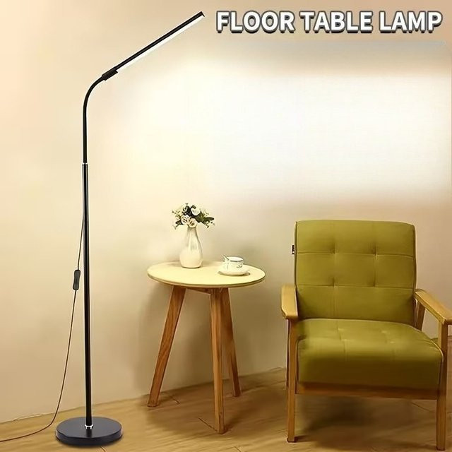 DVOLADOR LED-Stehlampe modern mit verstellbarem Schwanenhals als Leseleuchte in Schwarz oder Weiß - Bild 1