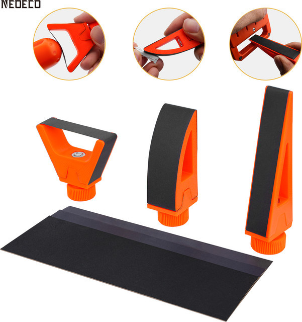 NEOECO Hobby-Schleifwerkzeug-Set in Orange mit Mehrzweck-Schleifpapierhalter für gebogene Oberflächen und Mini-Handpolier-Set für Airbrush - Bild 1