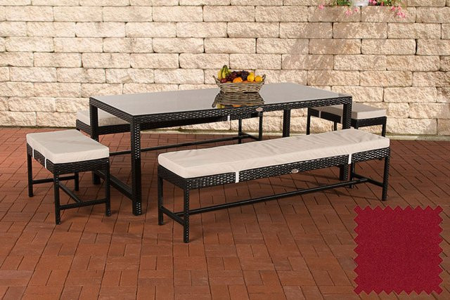 TPFGarden Sitzgruppe Hawanna in Rubinrot und Schwarz aus Aluminium und Polyester - Bild 1
