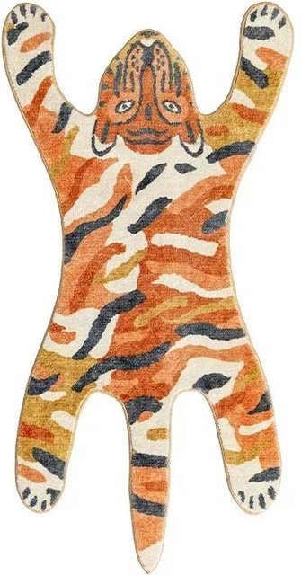 Lodestar Plüsch-Teppich mit Leopardenmuster in Orange, rechteckige Fußmatte aus Kunstfell für Wohnzimmer und Schlafzimmer, B/T: 160 x 80 cm - Bild 1