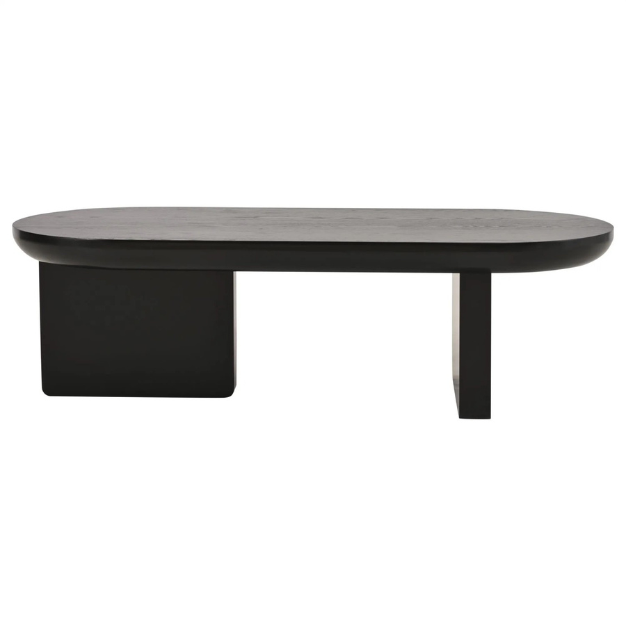 Merax Couchtisch Oval in Schwarz aus MDF mit modernem Design, Breite: 119,7 cm, Tiefe: 49,8 cm, Höhe: 35,5 cm - Bild 2