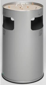 VAR Kombi-Ascher Abfallsammler rund für Innen und Außen in Silber, Volumen: 69,2 l, Durchmesser: 42 cm, Höhe: 75 cm - Bild 1