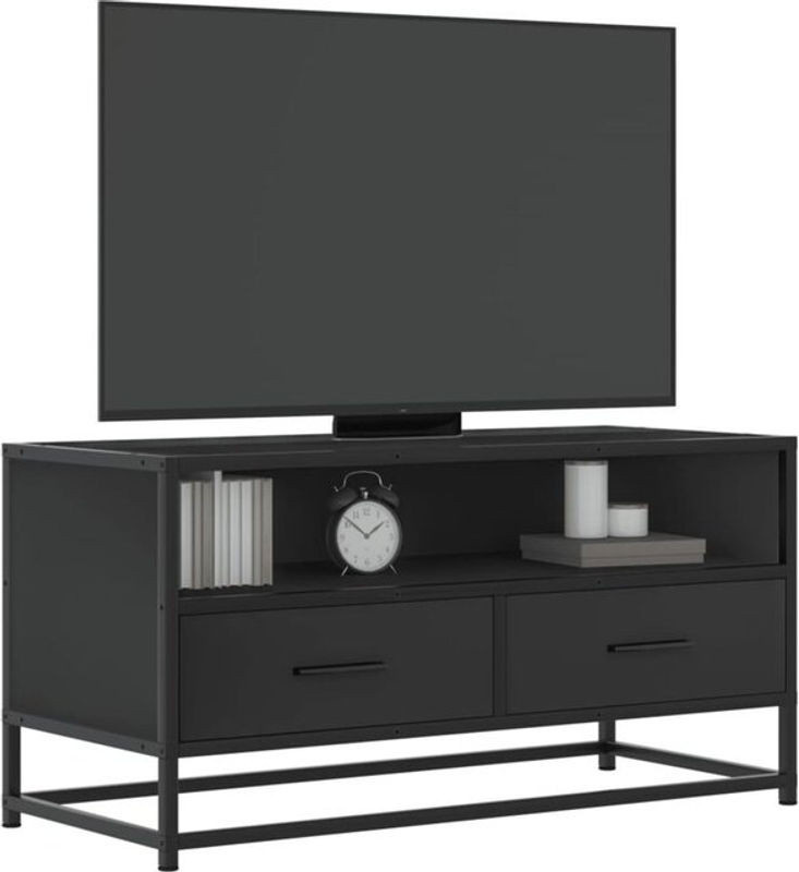 Vidaxl TV-Schrank im Industrial Design aus Holzwerkstoff und Metall, Schwarz, B/T/H: 80 x 34,5 x 40 cm - Bild 1