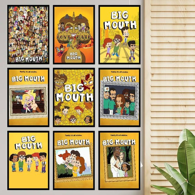 Vintage Bilibili Cartoon Big Mouth TV Poster mit Klebefläche, Mehrfarbig, 15 x 15 cm - Bild 1