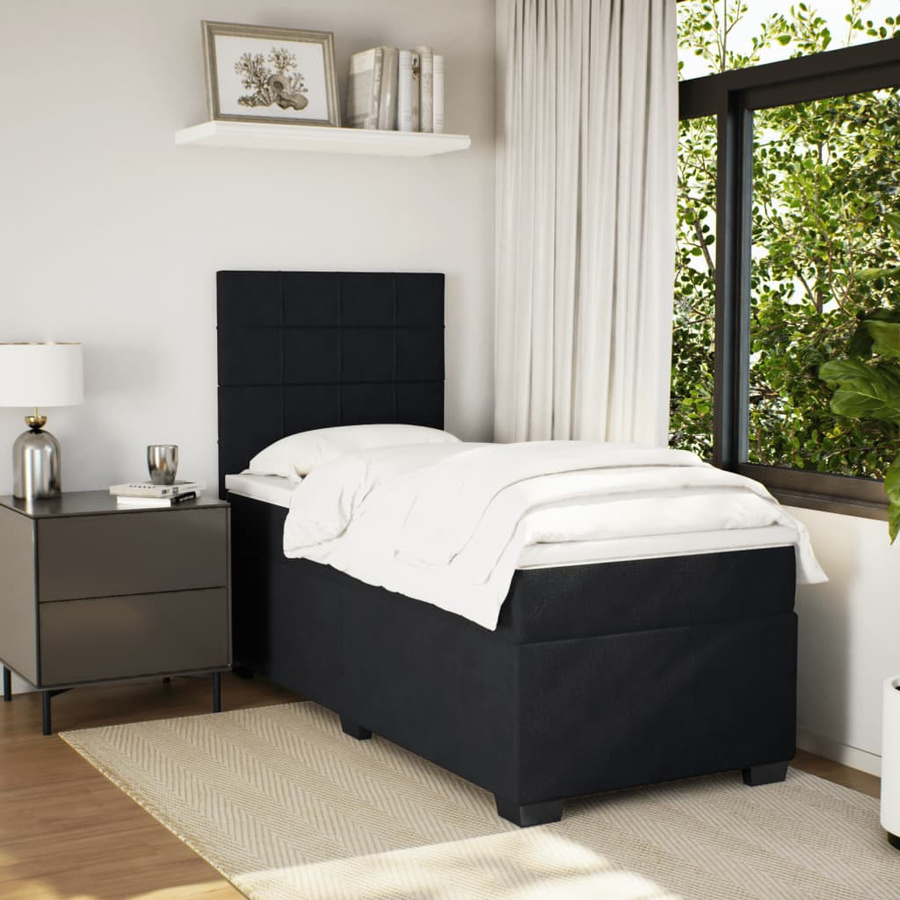 vidaXL Boxspringbett mit Matratze Schwarz Samt B/T/H: 100 x 200 x 150,5 cm - Bild 3