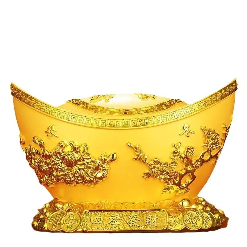 Goldbarren Spardose aus Harz in Gold von Yiran Furniture als moderne Kunst Skulptur zur Heimdekoration - Bild 4