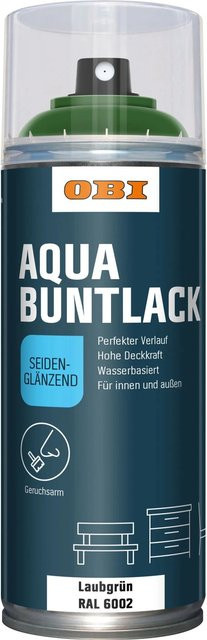 OBI Buntlack Spray RAL 6002 Laubgrün seidenglänzend wasserbasiert 400 ml - Bild 1