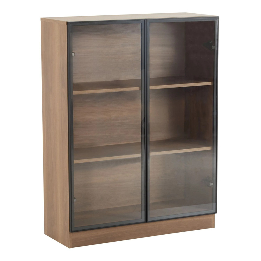 okwish Vitrine mit Beleuchtung und Glastüren in Braun, B/T/H: 80 x 32 x 106 cm - Bild 2