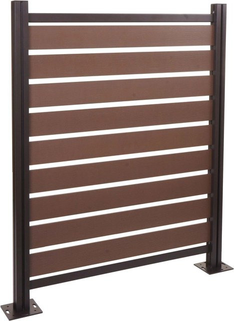 PROREGAL Mülltonnen-Zaun Basiselement Mülltonnenverkleidung aus Aluminium und Polyethylen in Braun Holzoptik, H x B x T: 130 x 110 x 6 cm - Bild 1