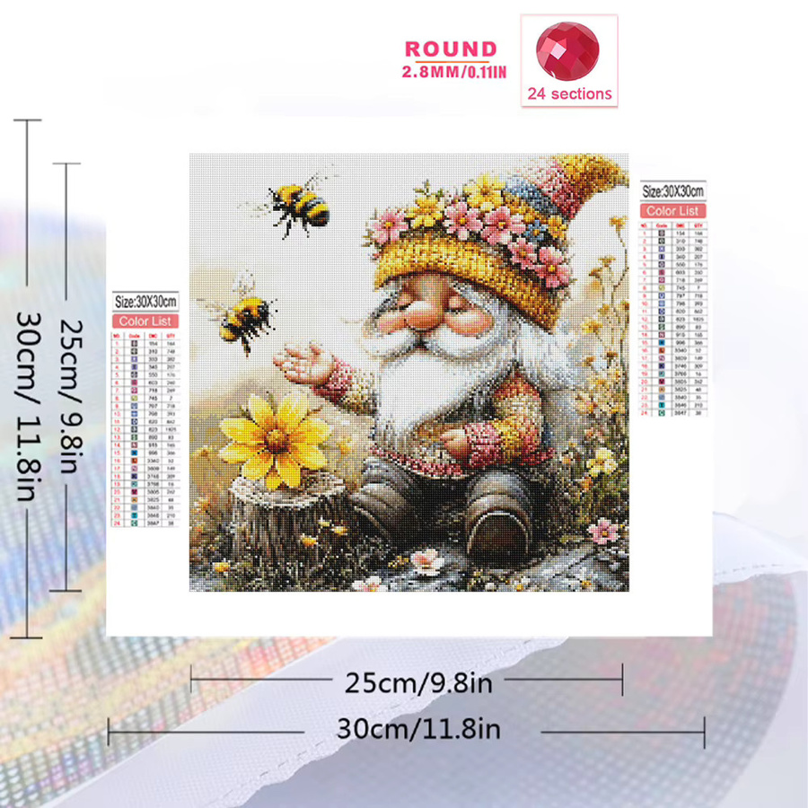 Momoart Zwerg Diamantmalerei DIY Set mit Blumen-Motiv, Acryl-Diamantmosaik in Multicolour, B/B/H: 20 x 20 x 20 cm - Bild 2