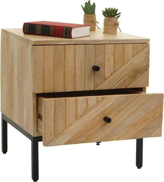 Nachttisch MCW-L95 aus Mango-Holz in Braun, Kommode und Beistelltisch mit Schublade, B/T/H: 51 x 45 x 40 cm - Bild 1