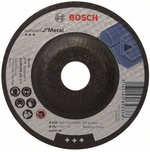 Bosch Schruppscheibe gekröpft für Metall, Grau, Durchmesser: 115 mm, Bohrung: 22,23 mm - Bild 1