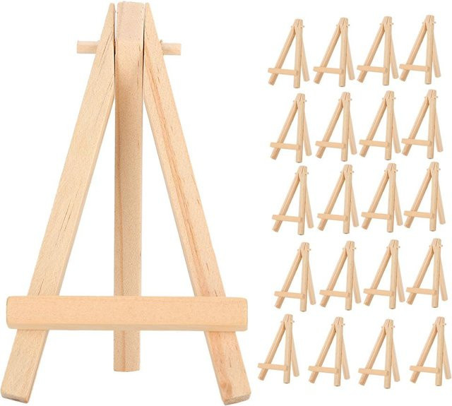 20 Stück Mini Holzstaffelei A-Rahmen aus Kiefernholz in Braun zur Dekoration und als Ausstellungsstativhalter - Bild 1