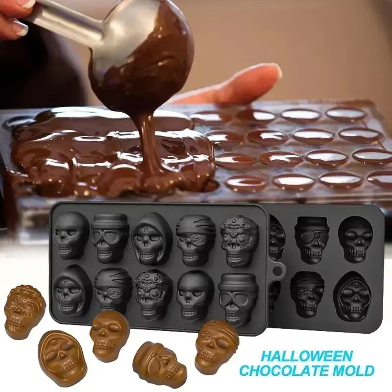 DUTRIEUX Totenkopf-Eiswürfelform 10er-Set aus Silikon in Schwarz für Whiskey, Cocktails und Schokolade - Bild 5
