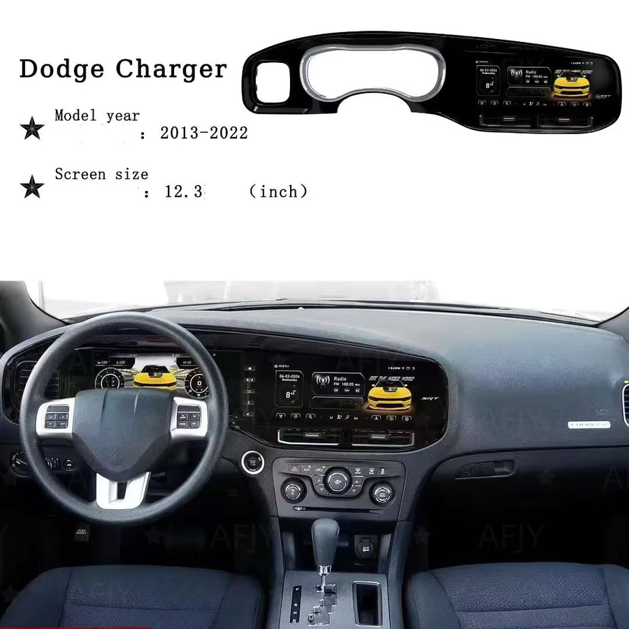 YANFU Android 13 Radio Multimedia Stereo für Dodge Challenger SRT Hellcat 2010-2023 mit Carplay, GPS und Navi, Schwarz - Bild 4
