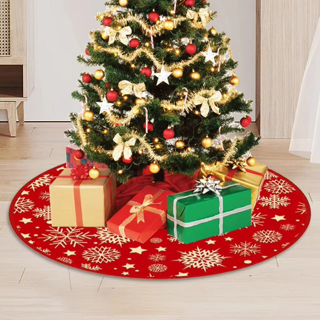 VIKAMA Weihnachtsbaum Rock mit Schneeflocken-Design in Rot für festliche Weihnachtsdekorationen - Bild 1