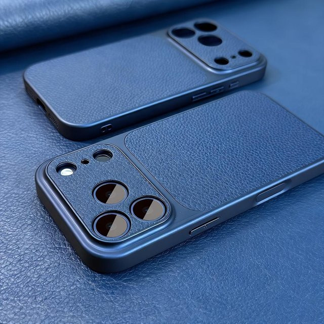 YULIN Business Handyhülle aus mattem Kunstleder für iPhone 11 bis iPhone 17 Pro Max in Blau - Bild 1