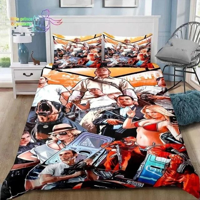 Binchi Outdoor Product Bettwäsche Set Grand Theft Auto GTA Design mit Kissenbezug, Mehrfarbig, B/H: 264 x 228 cm - Bild 1