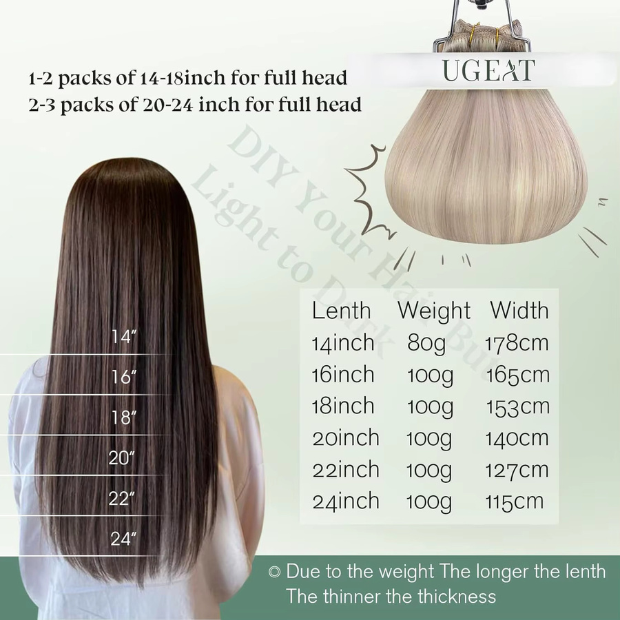Ugeat Haarbündel Remy-Echthaar, 100 g, Damen - Bild 3
