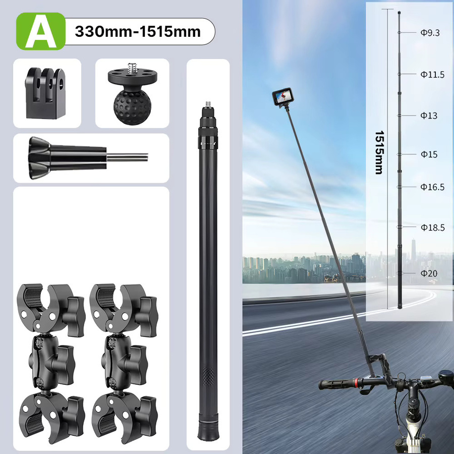 Insta360 Carbon Fiber Selfie Stick Kit Extended Edition Unsichtbares Einbeinstativ in Schwarz für Insta360 One X2 X3 und GoPro Zubehör - Bild 4