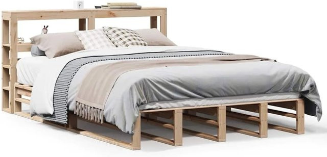 vidaXL Massivholzbett aus Kiefernholz in Braun, Rustikaler Stil, ohne Matratze, B/T: 150 x 200 cm - Bild 1