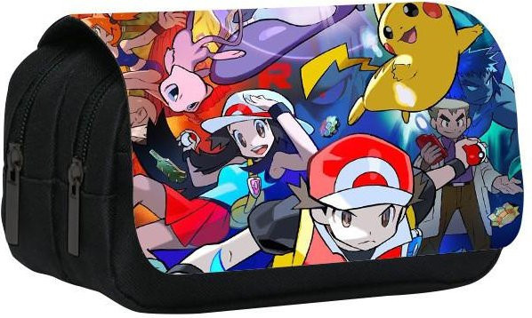 DewBloom Federmäppchen mit Pokemon Muster, doppellagige Klapphülle für Schreibwaren, Mehrfarbig - Bild 1
