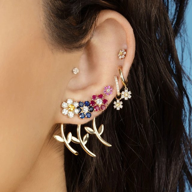 Ohrstecker Erpels, Kristall Strass Blume Tropfen, mehrfarbig, Damen - Bild 1