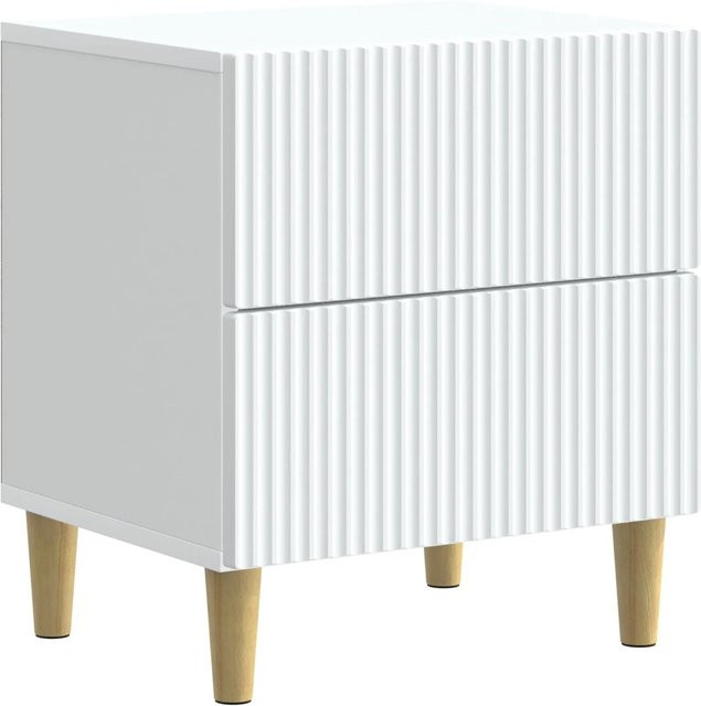 vidaXL Nachttisch mit Schubladen in Weiß aus Holzwerkstoff, B/T/H: 43 x 34,5 x 48 cm - Bild 1