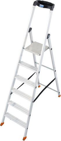 KRAUSE Stufen-Stehleiter MONTO Solido aus Aluminium in Silberfarben mit 6 Sprossen - Bild 1