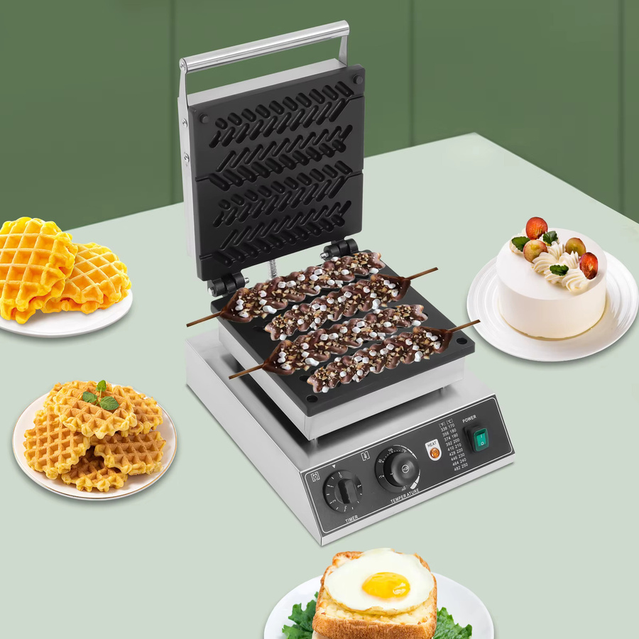 Sweetmile Waffeleisen Weizenstiel in Schwarz und Silber aus Edelstahl mit Timer und Temperaturregelung - Bild 2