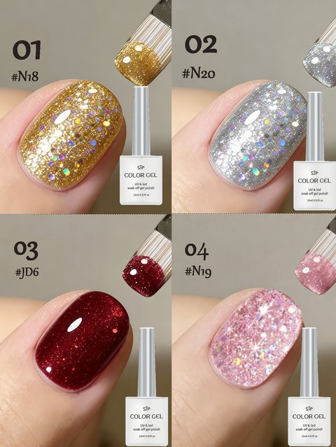 Brilliant Stars Series Glitzer-Nagellack, Gel-Nagellack-Set, 15 ml, Schimmernd - Bild 1