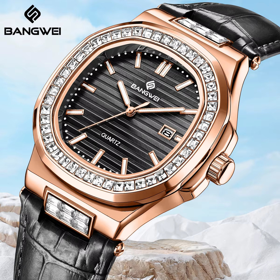 LIGE Armbanduhr, Chronograph, Quarz, Roségold, Blau, Diamant, Damen - Bild 6