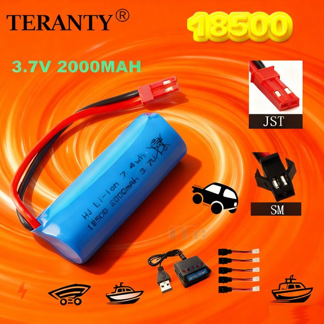 TERFPV Li-Ion Akku 3,7 V 2000 mAh 18500 wiederaufladbare Batterie in Blau für RC Spielzeug Racing Stunt Speed Drift Autos und Boote - Bild 1
