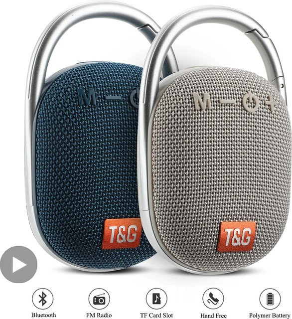 T&G Tragbarer Mini-Bluetooth-Lautsprecher mit FM-Radio und Bass-Subwoofer in Grau, Wasserdicht - Bild 1