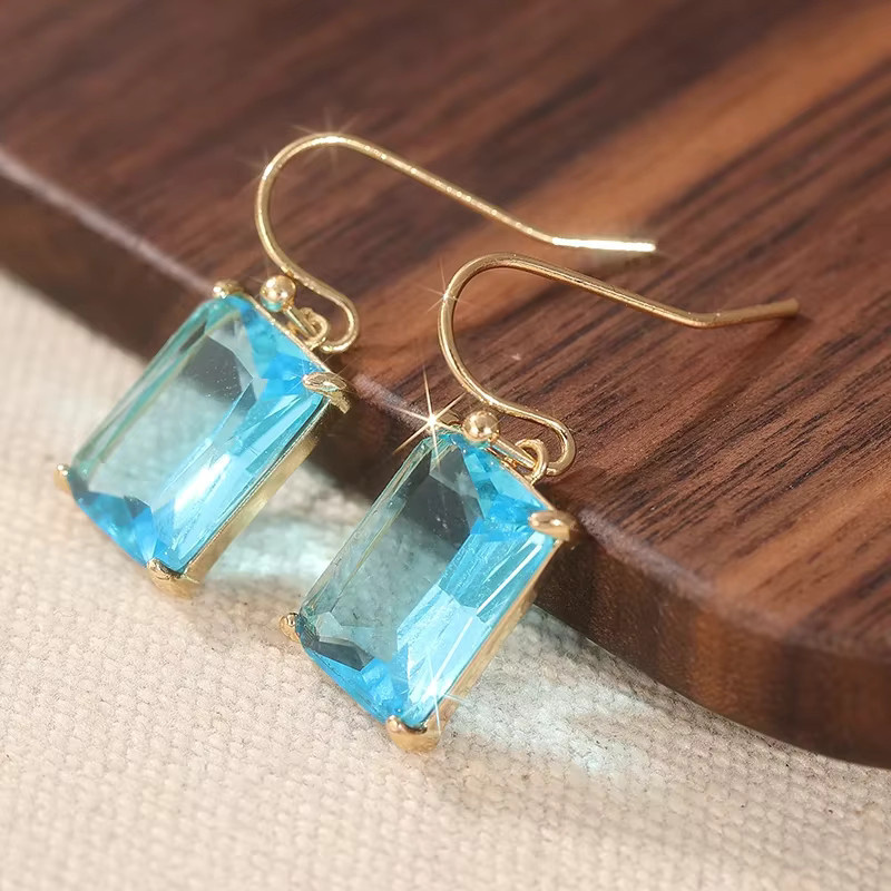 YoYo Hängeohrringe, Damen, Blaue Aquamarin, Tropfenohrringe - Bild 2