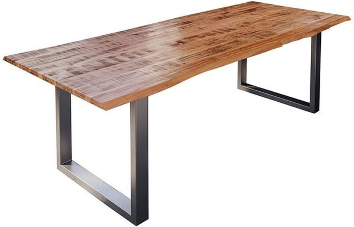 Esstisch Dora aus Massivholz Mango mit Baumkante und Silber U-Gestell, B/T: 280 x 100 cm - Bild 1