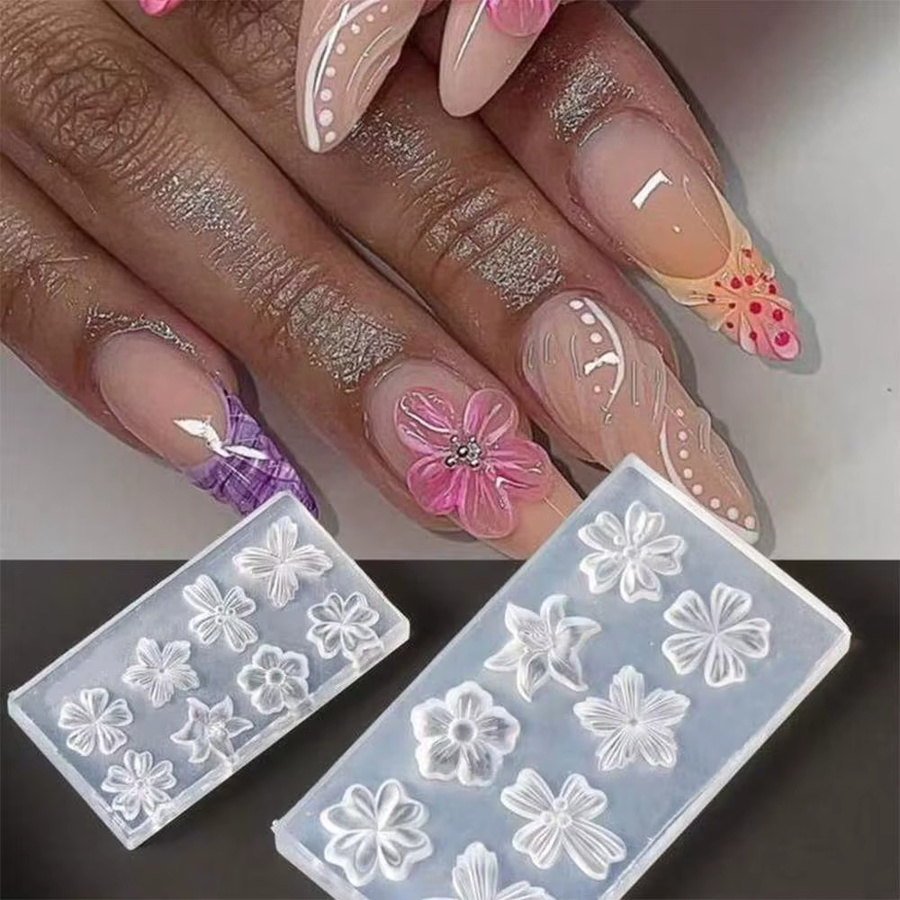 MAFANAILS Nagelschablone 3D Frühlingsblütenblätter, Silikon, 1/2 Stück - Bild 4