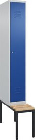 C+P Spind Classic PLUS Garderobenspind mit Sitzbank, 1 Abteil, Zylinderschloss, 4 Garderobenhaken und mittiger Trennwand, B/T/H: 212,0 x 30,0 x 81,5 cm - Bild 1