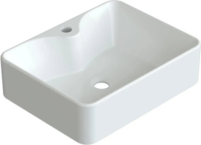 Aquabatos Aufsatzwaschbecken aus weißer Keramik, rechteckig, B: 48,5 cm, T: 37,5 cm, H: 14 cm - Bild 1