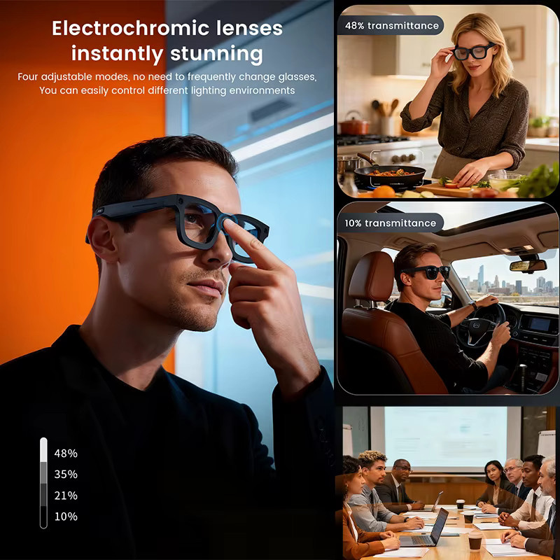 KI-Smartbrille mit 800W Kamera, KI-Übersetzung, Fotoerkennung und 32 GB Speicher in Schwarz - Bild 4